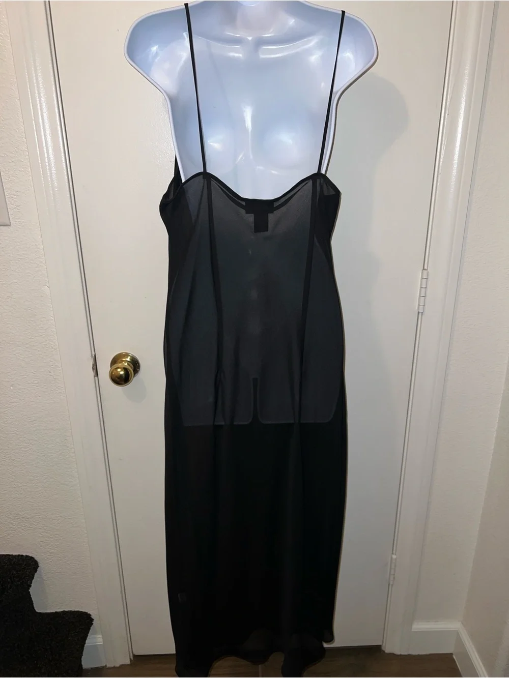 Silk Lane Bryant Black Lace-Trim Slip Dress